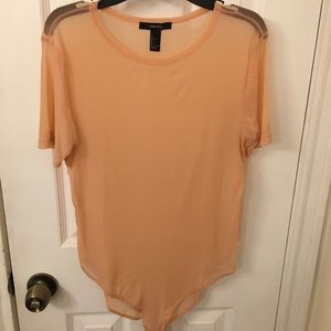 Blush pink sexy sheer bodysuit